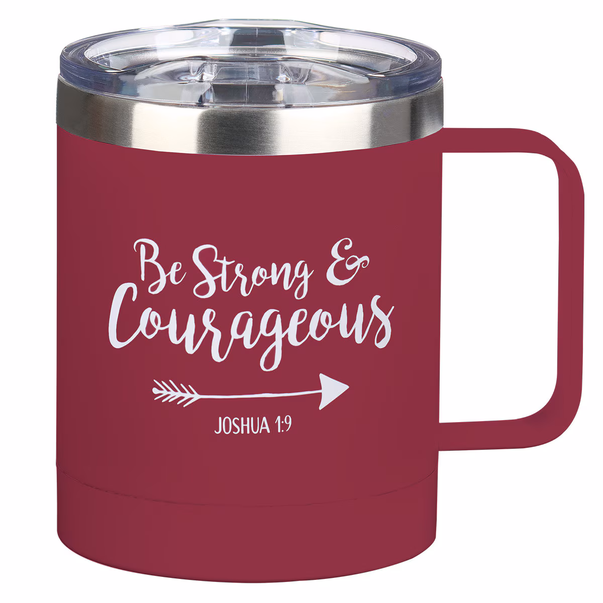 be strong & courageous very berry camp style stainless steel mug joshua 1:9 be strong & courageous very berry camp style stainless steel mug joshua 1:9