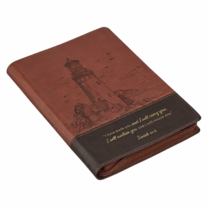 i have made you two tone brown faux leather journal with zipper closure isaiah 46:4