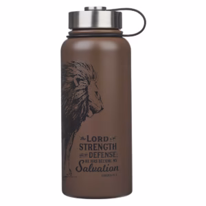 the lord is my strength brown stainless steel water bottle exodus 15:2